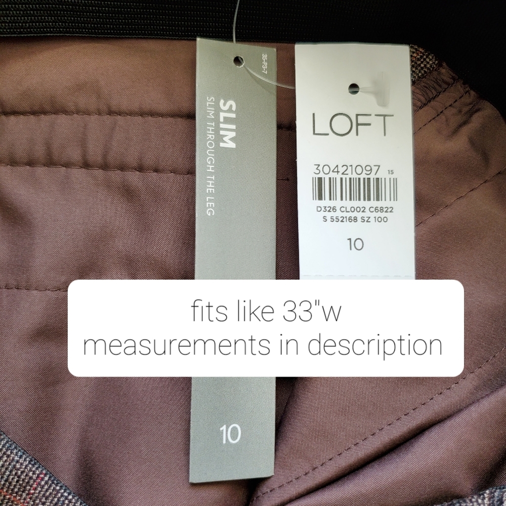 LOFT slim tailored high waist ankle length dress pants, 33", brown - Picture 8 of 11